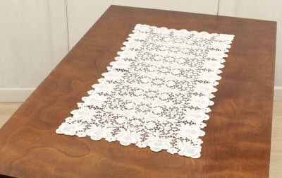 綿ギュピールレース テーブルセンター 約52×100cm [Dresden]