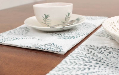 シェニール織 ティーマット 約20×30cm [Herb Leaf]