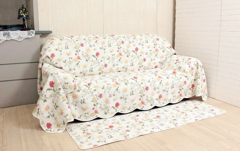 コットン多針キルト マルチカバー 約200×300cm [chill flower