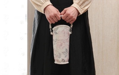 プリントファブリック 保冷ペットボトルカバー 約23×7cm [rose esprit]