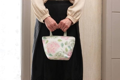 プリントファブリック ミニトートバッグ 約18×14×13cm [rose sourire]