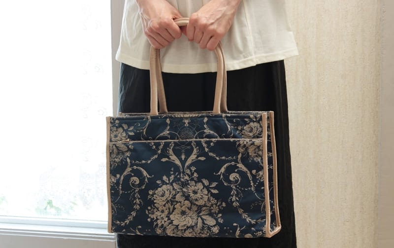 ジャカード織 横型A4バッグ 約26×36×9cm [La Briller D]｜インテリア