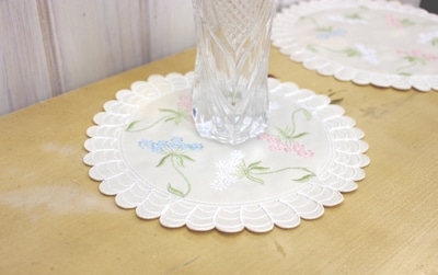 フラワー刺繍 ドイリー 約25cm [lace flower]