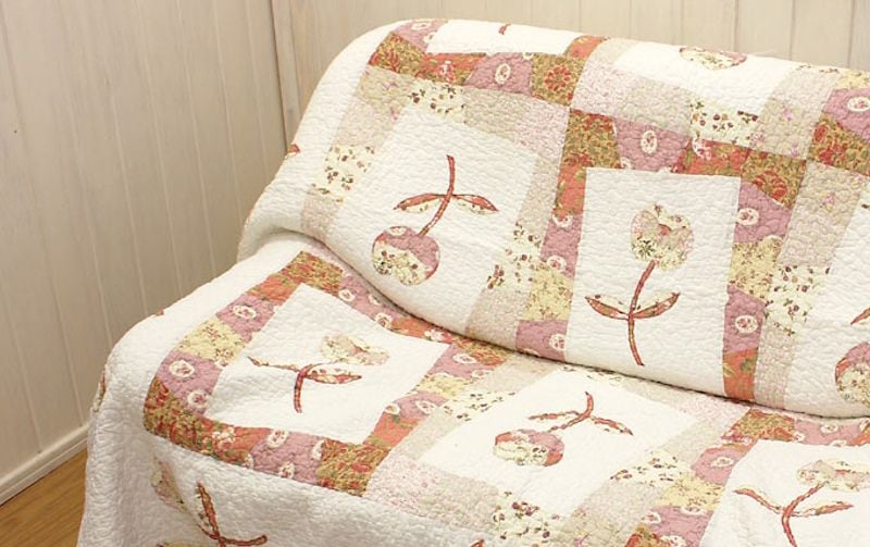 ❣️パッチワークキルト❣️爽やかキルト❣️リバーシブル パッチワークキルト マルチカバー 約200×300cm|アミブルージュ