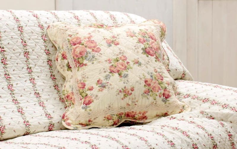 コットンキルト クッションカバー 約45×45cm [Rose Mellow