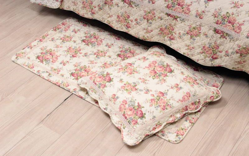 コットンキルト 座布団カバー 約55×59cm [Rose Mellow]｜インテリア
