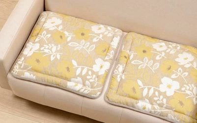 シェニール織 シートクッション 約47×47cm [Gris & Jaune]