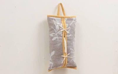 シェニール織 ハングティッシュボックスカバー 約20×35cm [Gris & Jaune]
