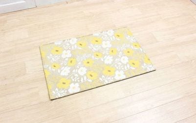シェニール織 フロアマット 約60×90cm [Gris & Jaune]