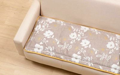 シェニール織 ロングシートクッション 約47×118cm [Gris & Jaune]