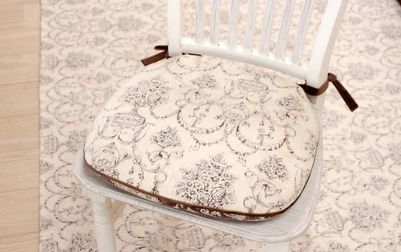 シェニール織 紐付シートクッション 約43×45cm [Toile Classique]