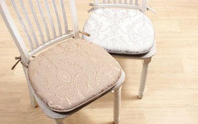 ジャカード織 紐付シートクッション 約43×45cm [nobleza]