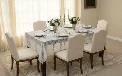 テーブルクロス 総ギュピールレース 約130×230cm [Lacielle]