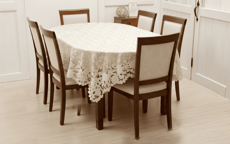 テーブルクロス バラ柄コード刺繍 約130×230cm [Rosa Fil]｜インテリア