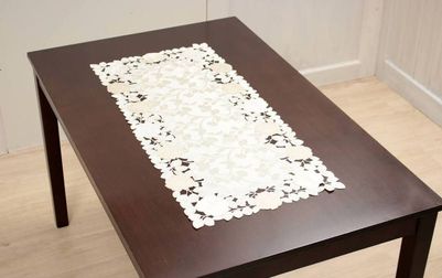 テーブルセンター バラ柄コード刺繍 約40×90cm [Rosa Fil]
