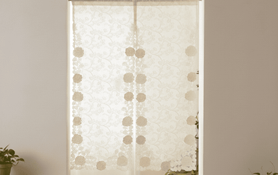 のれん バラ柄コード刺繍 約85×120cm [Rosa Fil]