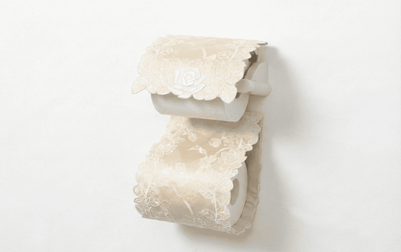 ペーパーホルダー バラ柄コード刺繍 約16×36cm [Rosa Fil]