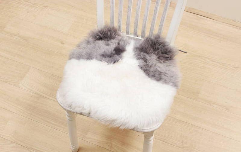 ムートン 紐付シートクッション 猫型 長毛 約38×40cm｜インテリア