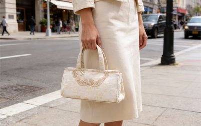 横型バッグ シェニール織 約35×18×13cm [Elisea]