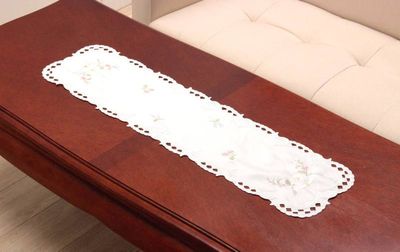 テーブルセンター ピンクフラワー刺繍 約20×80cm [Epanouir]