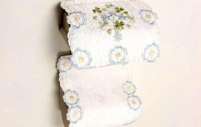 ペーパーホルダー ブルーフラワー刺繍 約16×36cm [Epanouir]