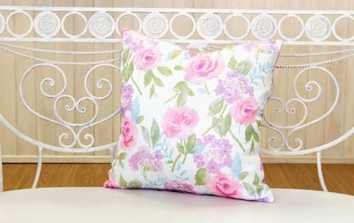 クッションカバー 水彩画タッチ 花柄プリント 約45×45cm