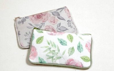 マルチケース ローズ柄プリント 約12×20cm