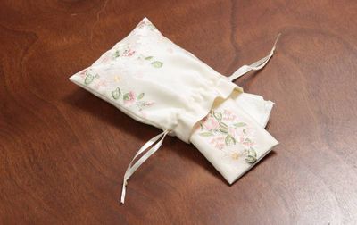 巾着 コード刺繍 約16×20cm [桜綺]