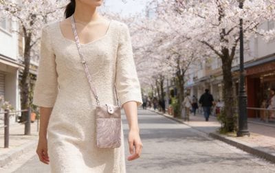 羽根柄 スマホポシェット 約19×13cm [Lumifeather]