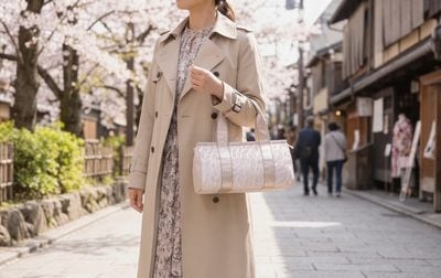 羽根柄 横型バッグ 約35×18×13cm [Lumifeather]