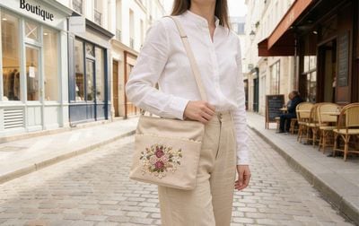 ショルダーバッグ リボン刺繍 約25×22×7cm [Rose Ruban]