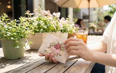 ミニティッシュケース リボン刺繍 約10×12cm [Rose Ruban]