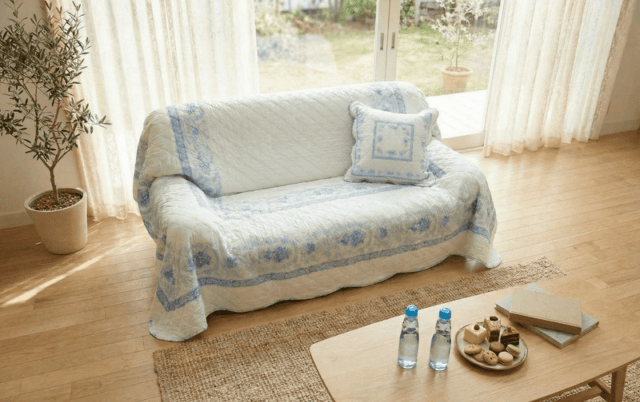 接触冷感キルト マルチカバー 約200×205cm [Toile Frais]｜インテリア