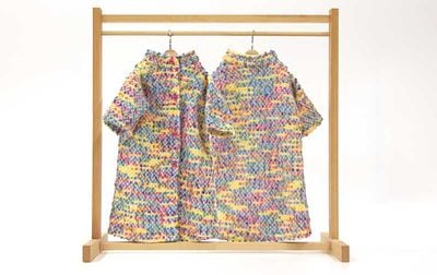 【着せ替え用】カラフル スタンドカラーニットコート  約30×36cm