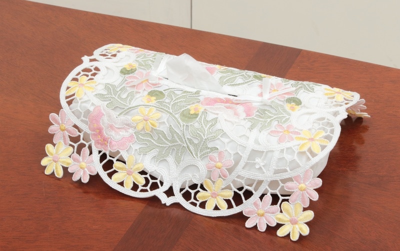 anemone mistral 総柄刺繍 ティッシュボックスカバー 約26×12×11cm