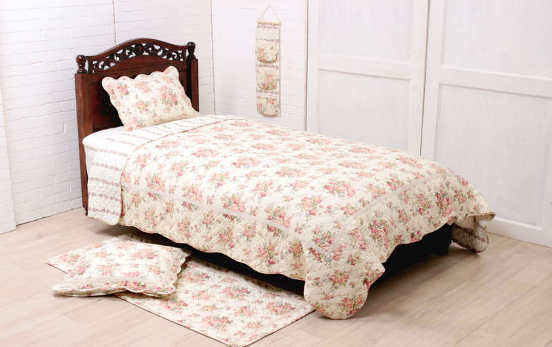 コットンキルト ロングマット 約60×120cm [Rose Mellow]