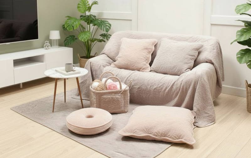 ロングシートクッション マイクロファイバーキルト 約50×120cm [Chaleur Quilt]