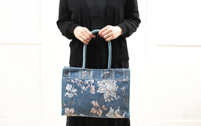 corundum シェニール織 横型A4バッグ 約26×36cm｜インテリアレース
