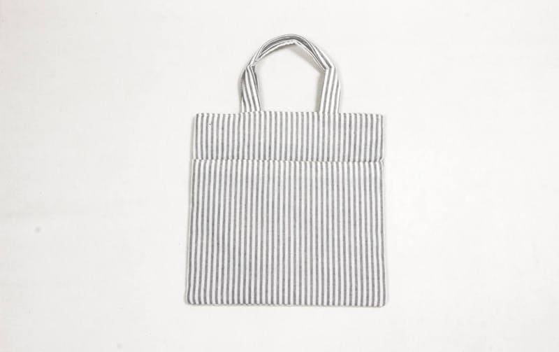 スクエアバッグ ストライプ×刺繍オーガンジー 約30×30cm [Rayure Nature]