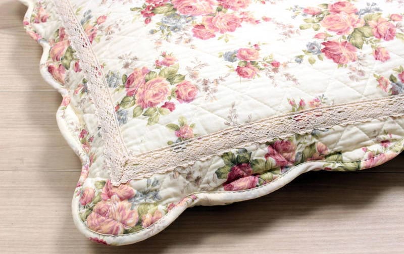 コットンキルト 座布団カバー 約55×59cm [Rose Mellow]