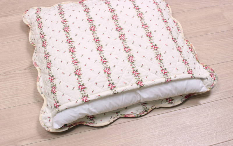 コットンキルト 座布団カバー 約55×59cm [Rose Mellow]