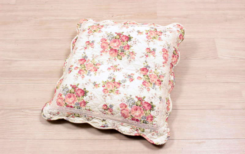 コットンキルト 座布団カバー 約55×59cm [Rose Mellow]