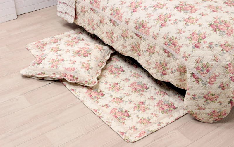 コットンキルト 座布団カバー 約55×59cm [Rose Mellow]