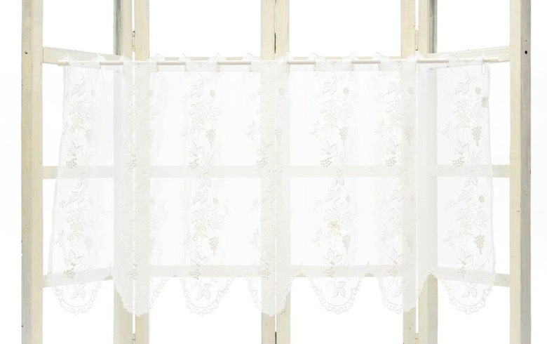 【SALE】uva+crista ぶどう柄刺繍 カフェカーテン 約135×60cm