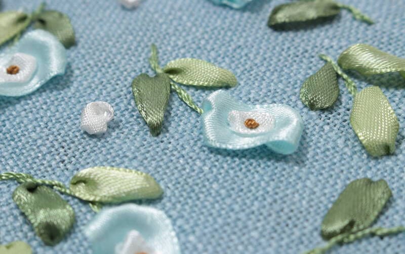 リボン刺繍 ウォールデコ あじさい/ラナンキュラス/ネモフィラ/アネモネ 約17.5cm