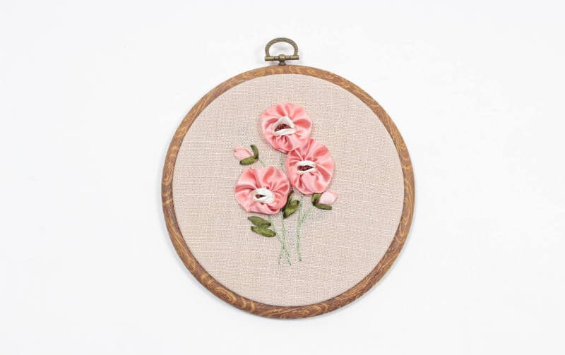 リボン刺繍 ウォールデコ あじさい/ラナンキュラス/ネモフィラ/アネモネ 約17.5cm