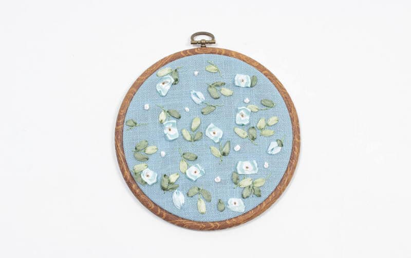 リボン刺繍 ウォールデコ あじさい/ラナンキュラス/ネモフィラ/アネモネ 約17.5cm