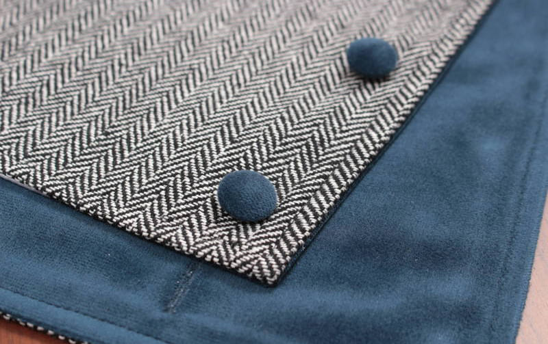 ヘリンボーン柄ツイード ショートマフラー 幅約17cm