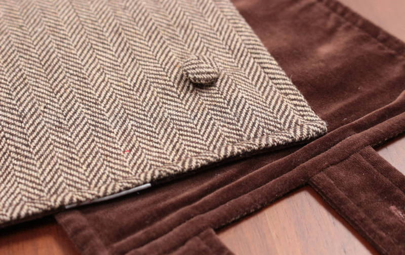 ヘリンボーン柄ツイード ショートマフラー 幅約17cm