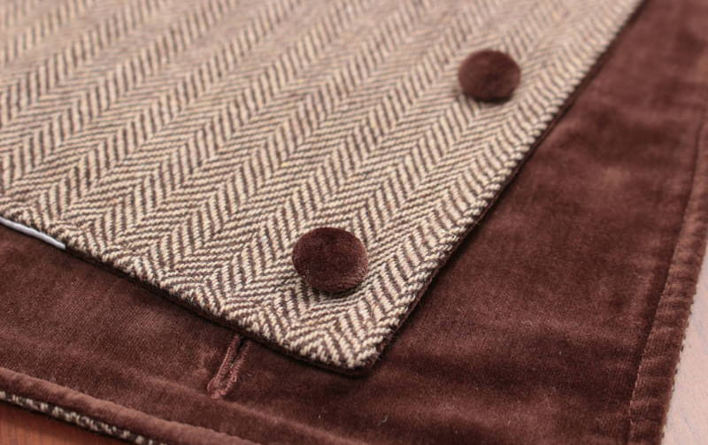 ヘリンボーン柄ツイード ショートマフラー 幅約17cm